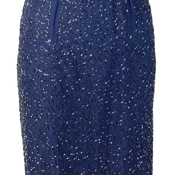 Sean Collection Navy Cutout Beaded Silk Gown Fully Lined Formal Evening Dress XS - Picture 8 of 12